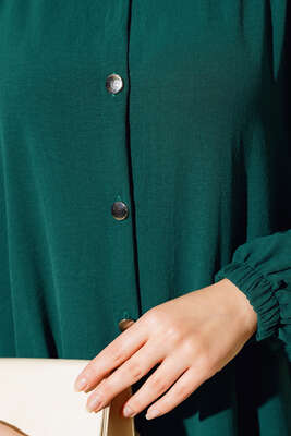 Hakim Yaka Metal Düğmeli Takım Zümrüt - Thumbnail