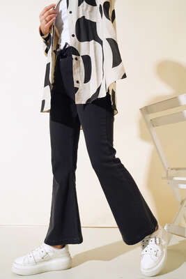 İspanyol Paça Kot Pantolon Füme - Thumbnail