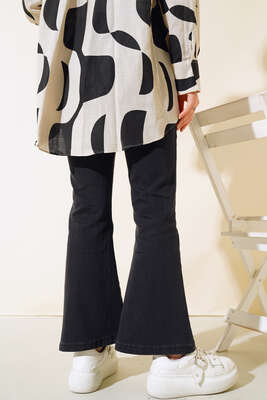 İspanyol Paça Kot Pantolon Füme - Thumbnail