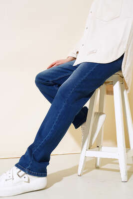 Uzun Salaş Kot Pantolon Koyu Mavi - Thumbnail