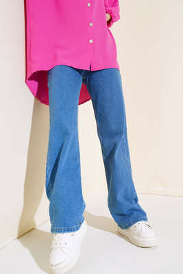 Uzun Salaş Kot Pantolon Kot Mavisi - Thumbnail