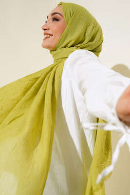 Pazarium - Organik Bambu Kraş Şal Yağ Yeşili -68