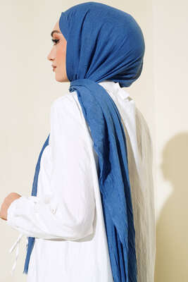 Organik Bambu Kraş Şal İndigo -8 - Thumbnail