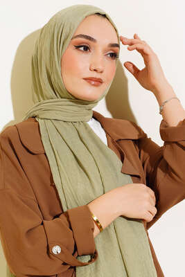 Organik Bambu Kraş Şal Çağla Yeşili - Thumbnail