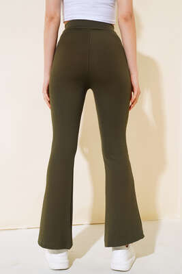 İnce Fitilli İspanyol Pantolon Haki - Thumbnail