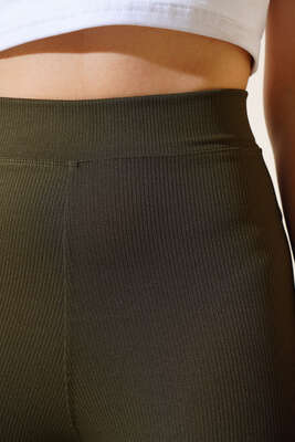 İnce Fitilli İspanyol Pantolon Haki - Thumbnail