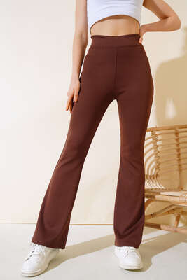 İnce Fitilli İspanyol Pantolon Kahve - Thumbnail