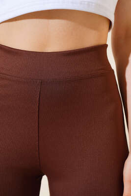 İnce Fitilli İspanyol Pantolon Kahve - Thumbnail