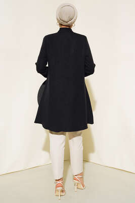 Fırfır Detaylı Tunik Siyah - Thumbnail