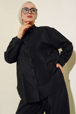 Pilise Detaylı İkili Takım Siyah - Thumbnail