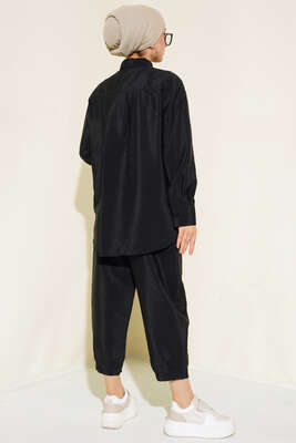 Pilise Detaylı İkili Takım Siyah - Thumbnail