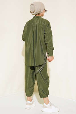 Pilise Detaylı İkili Takım Haki - Thumbnail