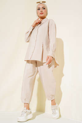 Pilise Detaylı İkili Takım Bej - Thumbnail