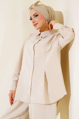 Pilise Detaylı İkili Takım Bej - Thumbnail