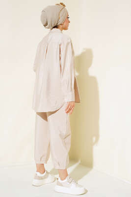 Pilise Detaylı İkili Takım Bej - Thumbnail