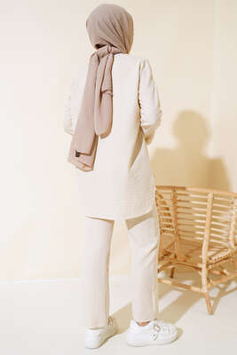 Garnili İkili Takım Bej - Thumbnail