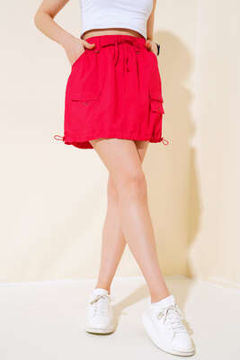 Cepli Paraşüt Etek Bordo - Thumbnail