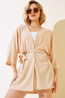 Kırınkıl Kimono Bej - Thumbnail