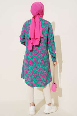 Hareketli Desen Serisi Gömlek Yeşil - Thumbnail