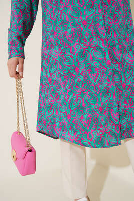 Hareketli Desen Serisi Gömlek Yeşil - Thumbnail