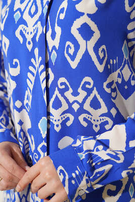 Hareketli Desen Serisi Gömlek Saks - Thumbnail