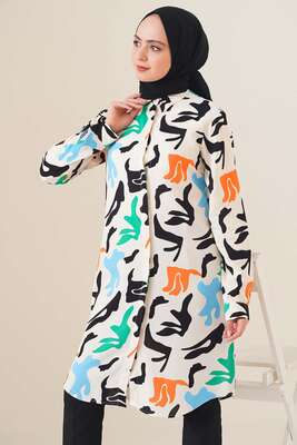 Hareketli Desen Serisi Gömlek İndigo - Thumbnail