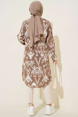 Hareketli Desen Serisi Gömlek Kahve - Thumbnail