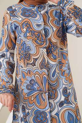 Hareketli Desen Serisi Gömlek Latte - Thumbnail