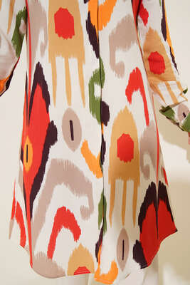 Hareketli Desen Serisi Gömlek Oranj - Thumbnail