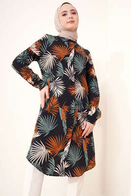 Hareketli Desen Serisi Gömlek Siyah Taba - Thumbnail