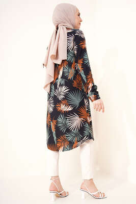 Hareketli Desen Serisi Gömlek Siyah Taba - Thumbnail