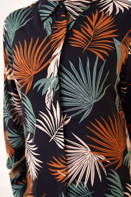 Hareketli Desen Serisi Gömlek Siyah Taba - Thumbnail