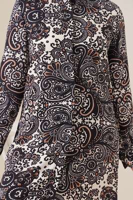 Hareketli Desen Serisi Gömlek Siyah Natural - Thumbnail