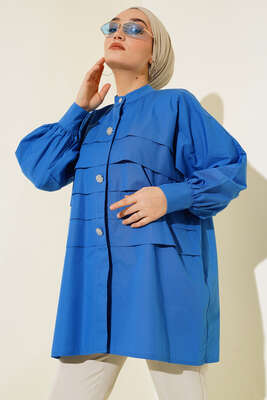 Katlı Tunik Saks - Thumbnail