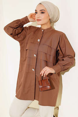 Katlı Tunik Kahve - Thumbnail