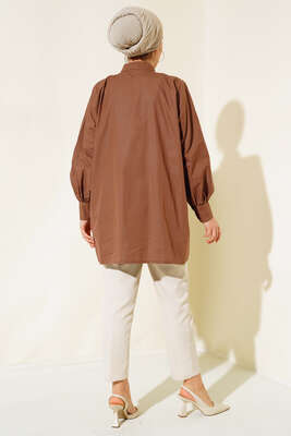 Katlı Tunik Kahve - Thumbnail