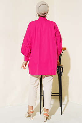 Katlı Tunik Fuşya - Thumbnail