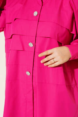 Katlı Tunik Fuşya - Thumbnail