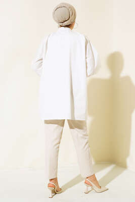 Katlı Tunik Ekru - Thumbnail