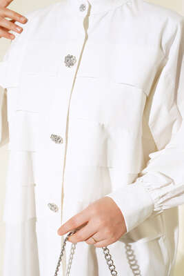 Katlı Tunik Ekru - Thumbnail