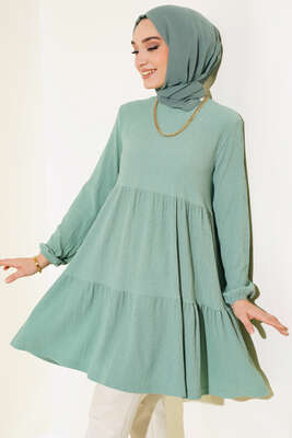 Pazarium - Kol Lastikli Tunik Çağla Yeşili 