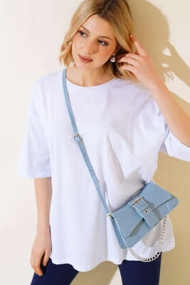 Basıc Oversize T-Shirt Beyaz - Thumbnail