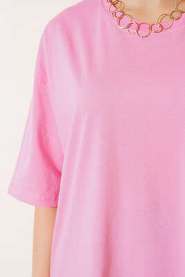 Basıc Oversize T-Shirt Pembe - Thumbnail