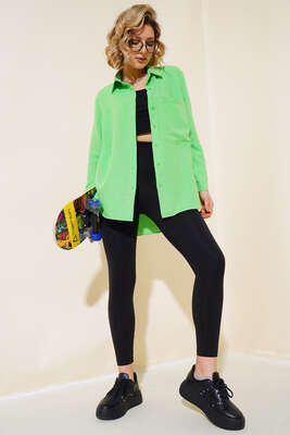 Tek Cepli Salaş Gömlek Yeşil - Thumbnail