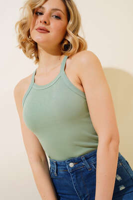 Pazarium - Kaşkorse Askılı Body Çağla Yeşili