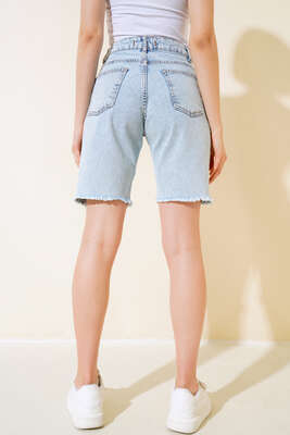 Taş Detaylı Şort Kar Yıkama - Thumbnail