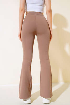 İnce Fitilli İspanyol Pantolon Sütlü Kahve - Thumbnail