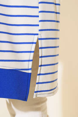 Kol Bilekleri Ribanalı Çizgili Tunik Saks - Thumbnail