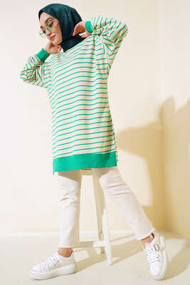 Kol Bilekleri Ribanalı Çizgili Tunik Benetton - Thumbnail