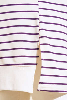 Yanları Yırtmaçlı Çizgili Tunik Mor - Thumbnail